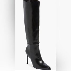 Jeffrey Campbell Black Leather Over-the-Knee Stiletto Boots